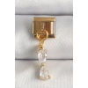 316L Çelik Gold Renk Sallantı Zirkon Taşlı Kurdele Model Nomination Charm