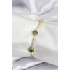 316L Çelik Gold Renk Yeşil Baby Boy Yonca Kadın Bileklik