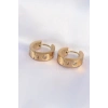 316L Çelik Gold Renk Zirkon Taşlı Minimal Model Halka Küpe