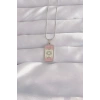 316L Çelik Gümüş Renk Pembe Mineli Ay Figür Tarot Kolye