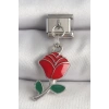316L Çelik Gümüş Renk Sallantı Kırmızı Gül Model Nomination Charm