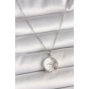 316L Çelik Gümüş Renk Zincir Beyaz Mineli Gün Batımı Model Kadın Kolye