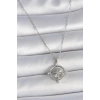 316L Çelik Gümüş Renk Zincir Zirkon Taşlı Pusula Model Kadın Kolye
