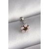 316L Çelik Gümüş Renk Zirkon Taşlı Çiçek Tragus Piercing