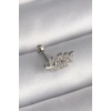 316L Çelik Gümüş Renk Zirkon Taşlı Dal Tragus Piercing