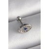 316L Çelik Gümüş Renk Zirkon Taşlı Göz Tragus Piercing