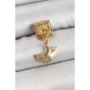 316L Çelik Sallantılı Zirkon Taşlı Balık Kuyruğu Model Gold Renk Nomination Charm