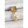 316L Çelik Sallantılı Zirkon Taşlı Deniz Kabuğu Ve Yıldız Model Gold Renk Nomination Charm