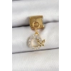 316L Çelik Sallantılı Zirkon Taşlı Kelebek Detaylı Halka Model Gold Renk Nomination Charm