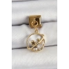 316L Çelik Sallantılı Zirkon Taşlı Satürn Model Gold Renk Nomination Charm