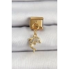 316L Çelik Sallantılı Zirkon Taşlı Yunus Balığı Model Gold Renk Nomination Charm