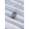 316L Çelik Zincir Eskitme Gümüş Renk Pembe Mineli Kalp Figürlü Tarot Kolye