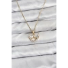 316L Çelik Zincir Gold Renk Kalp ve Fiyonk Model Zirkon Taşlı Kadın Kolye