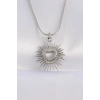 316L Çelik Zincir Gümüş Renk Kalp Güneşi Tasarımlı Kolye