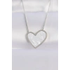 316L Çelik Zincir Gümüş Renk Mermer Desenli Kalp Kolye