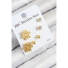 316L Çelik Zirkon Taşlı Kar Tanesi Model Gold Renk Kadın Set Küpe