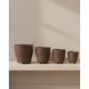 4’lü 3D Kahverengi Dekoratif Vazo Seti Modern Ayaklı Şık Saksı Takımı