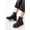508-3039 Siyah Toka Aksesuarlı Fermuarlı  Günlük Kadın Bot