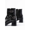 5109-3028 Siyah Toka Aksesuarlı Fermuarlı Topuklu Günlük Kadın Bot