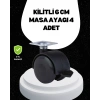 6 cm Kilitli Tekerlek Ayak 4 Adet Sehpa ve Ekipman Uyumlu