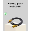 65W Çoklu Şarj Kablosu 4’ü 1 Arada Örgülü Hızlı Veri Aktarım USB-C USB-A
