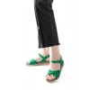 692-564 Çimen Yeşili  Ortopedik Taban Çapraz Tokalı Kadın Sandalet