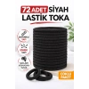 72 Adet Siyah Lastik Toka Kalın Saç Lastiği Dayanıklı Esnek Saç Toplama Tokası Kadın ve Kız Çocuk Saç Aksesuarı Çoklu Paket