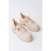 745-771 Bej Kadın Günlük Yüksek Tabanlı Loafer Ayakkabı
