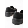 746-759 Siyah Süet Günlük Yüksek Tabanlı Loafer Ayakkabı