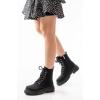 812-2121 Siyah Zümrüt Bağcıklı Fermuarlı Günlük Kadın Bot