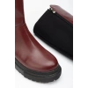 812-305 Bordo Arkası Streç Fermuarlı Günlük Kadın Çizme