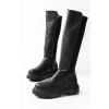 812-305 Siyah Arkası Streç Fermuarlı Günlük Kadın Çizme