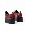 868-754 Bordo Rugan Bağcıklı Günlük Yüksek Tabanlı Loafer Ayakkabı