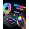 Akıllı RGB LED Neon Şerit Işık 3M USB Bağlantılı Uzaktan Kumanda ve Mobil Uygulama Kontrolü
