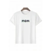 Anneler Günü Hediye Mom Çiçek Baskılı Oversize Bisiklet Yaka T-shirt - Beyaz