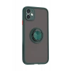 Apple iPhone 11 Kılıf Montreal Yüzüklü Silikon Kapak - Yeşil