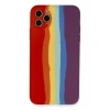 Apple iPhone 11 Pro Kılıf Ebruli Lansman Silikon - Kırmızı-Mor
