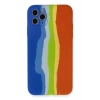Apple iPhone 11 Pro Kılıf Ebruli Lansman Silikon - Mavi-Turuncu