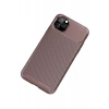 Apple iPhone 11 Pro Max Kılıf Auto Focus Karbon Kapak - Kahverengi