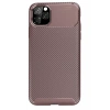 Apple iPhone 11 Pro Max Kılıf Auto Focus Karbon Kapak - Kahverengi