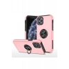 Apple iPhone 11 Pro Max Kılıf Elit Yüzüklü Kapak - Pembe