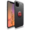 Apple iPhone 11 Pro Max Kılıf Range Yüzüklü Silikon - Siyah-Kırmızı
