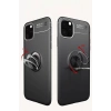 Apple iPhone 11 Pro Max Kılıf Range Yüzüklü Silikon - Siyah-Kırmızı