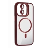 Apple iPhone 11 Remim Lensli Magsafe Standlı Kapak - Bordo