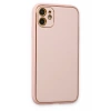 Apple iPhone 12 Kılıf Coco Deri Silikon Kapak - Pudra