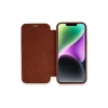 Apple iPhone 12 Kılıf Dolpin Kapaklı - Kahverengi