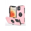 Apple iPhone 12 Kılıf Elit Yüzüklü Kapak - Pembe