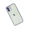 Apple iPhone 12 Kılıf Lensli Silikon - Mor