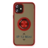 Apple iPhone 12 Kılıf Montreal Yüzüklü Silikon Kapak - Kırmızı