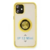 Apple iPhone 12 Kılıf Montreal Yüzüklü Silikon Kapak - Sarı